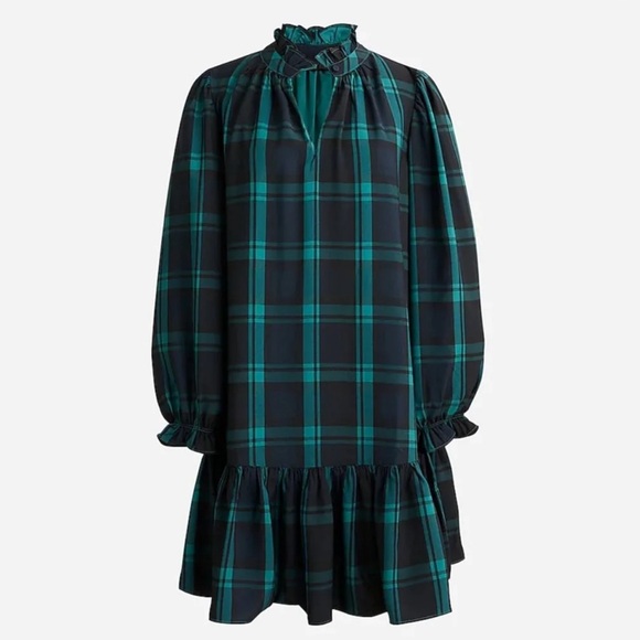 J. Crew Dresses & Skirts - J. Crew Black and Green Plaid Dress